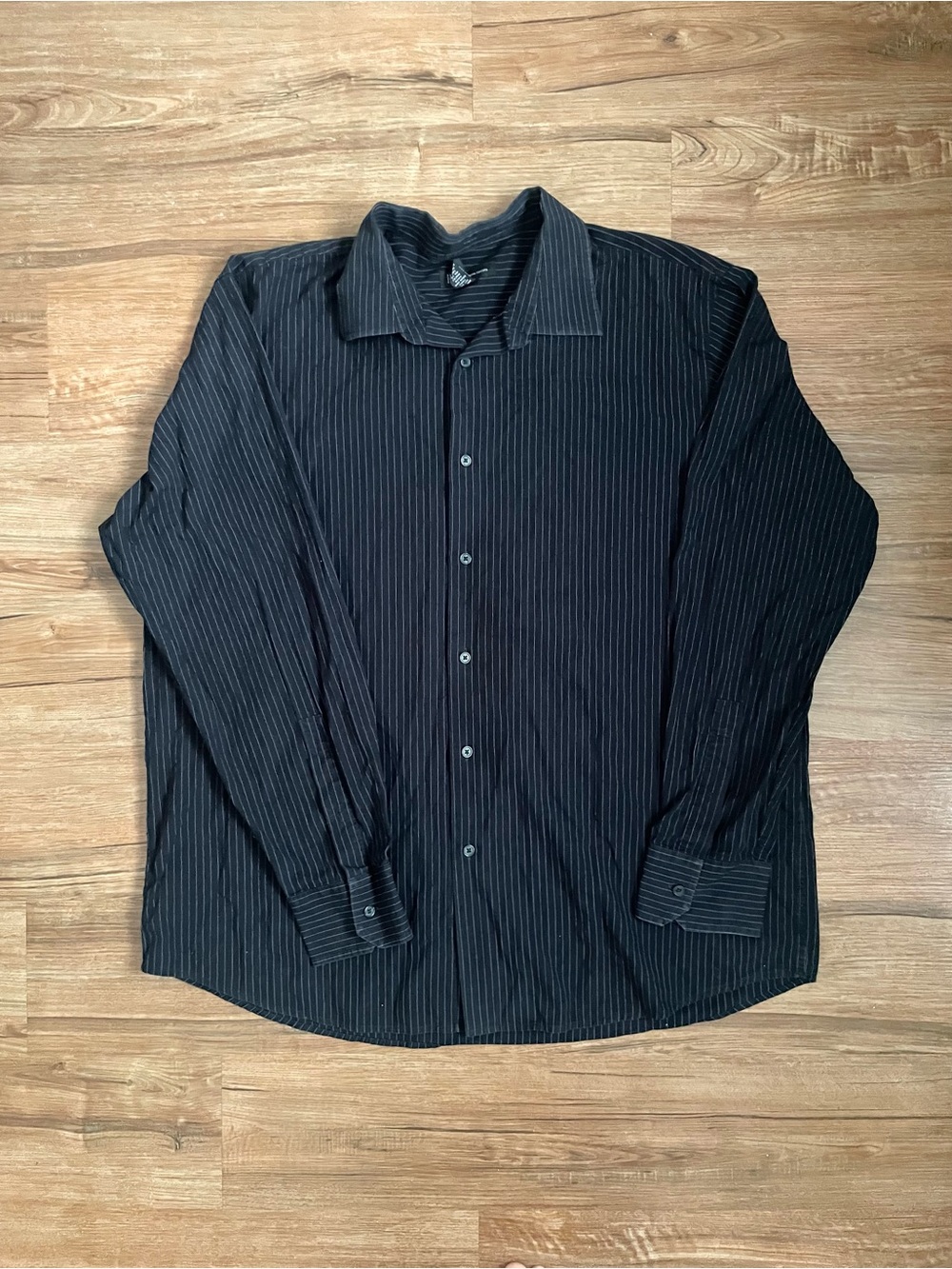 INC International Concepts Black Pinstripe Long-Sleeve Dress Shirt Men’s XXL